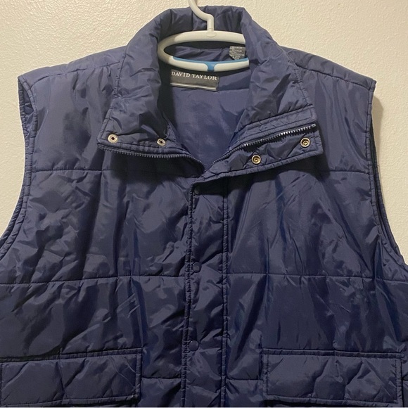 David Taylor Vest Mens Size XL Snaps & Zipper Blue Pockets - Picture 2 of 14